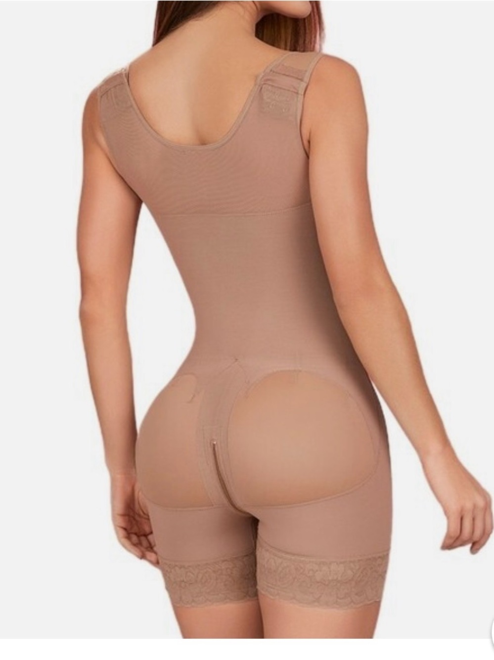 Seamless Open-Butt Sculpting Bodysuit Shapewear in Tan